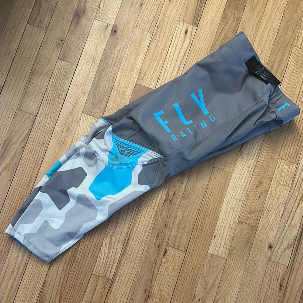 Fly Racing Gray and blue kinetic pants